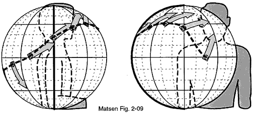Indicating the rotational orientation of the arm at maximal elevation
